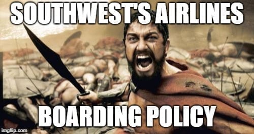 Business Travel Memes -Southwest Airlines Boarding Policy