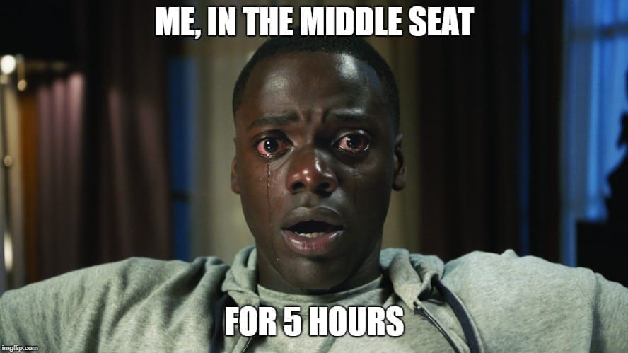 Meme: Stuck in the Middle Seat on an Airplane