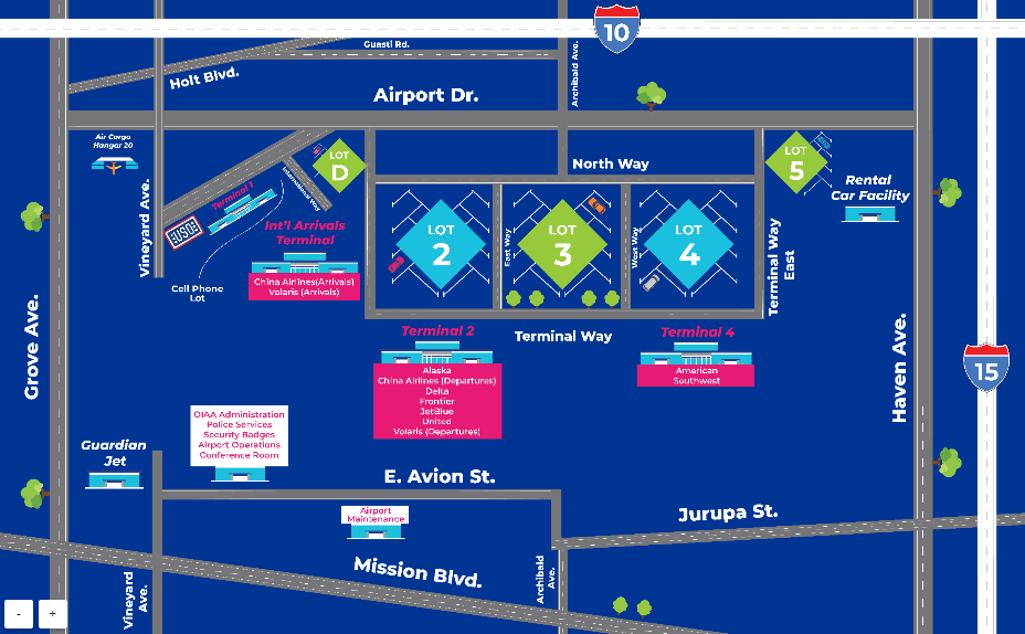 Ontario Airport Parking Map - Overview