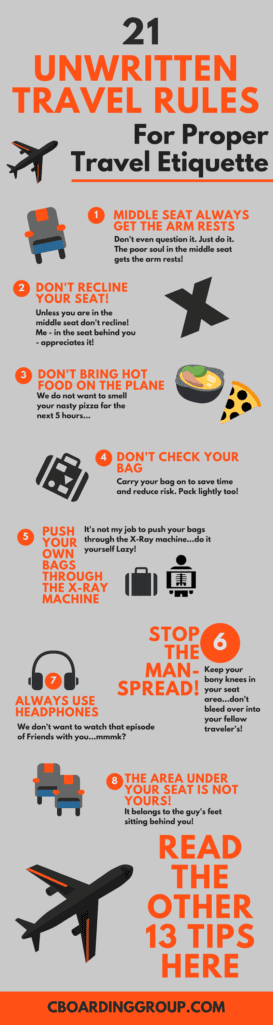 21 Unwritten Travel Rules for Proper Travel Etiquette - Infographic
