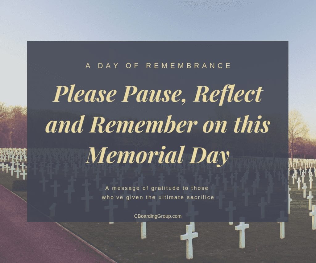 Please Pause, Reflect and Remember on this Memorial Day