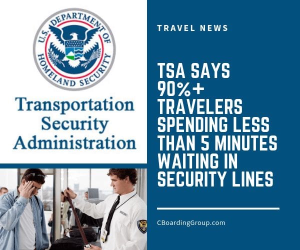 TSA says 90%+ travelers spending less than 5 minutes waiting in security lines
