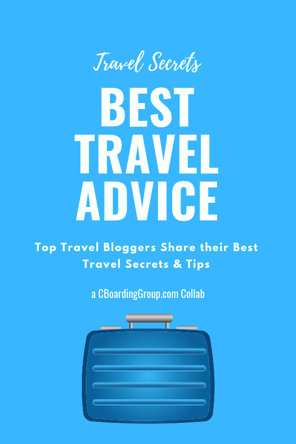 Text Saying Travel Secrets - the best travel advice on blue background