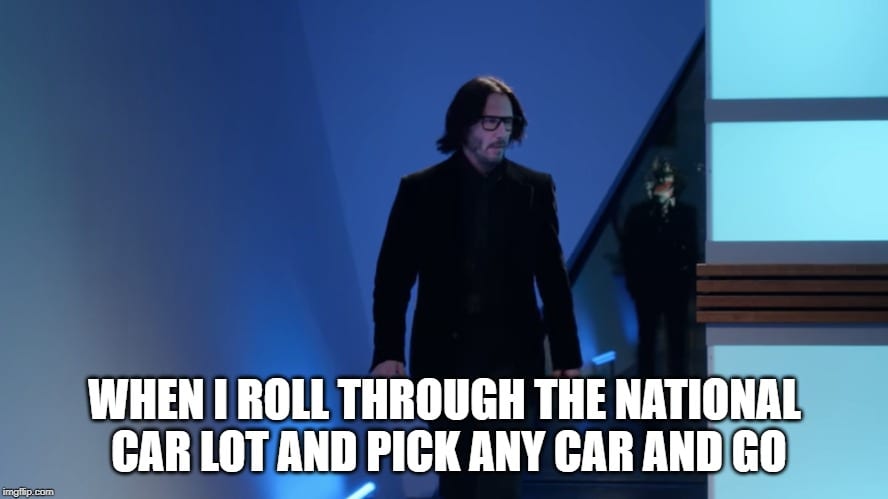 Keanu Reeves Walking Memes National Rental Car