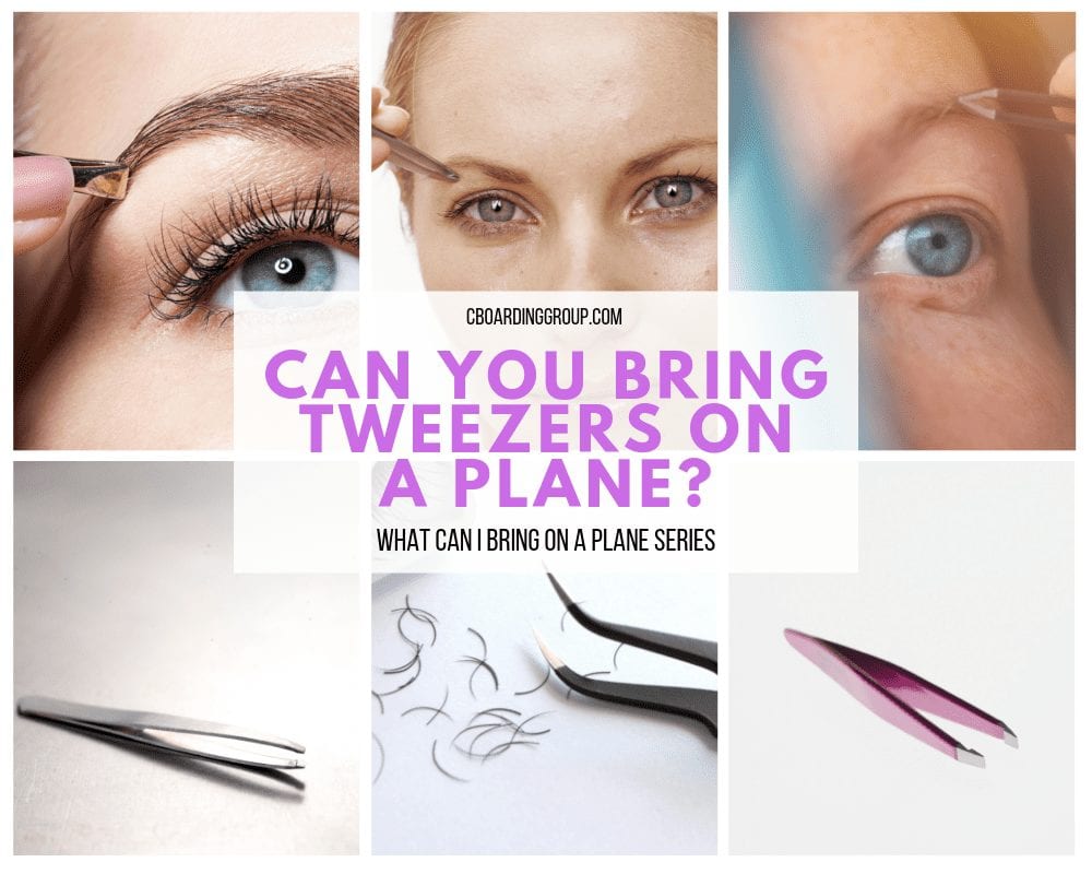 Images of Tweezers and text asking Can you bring tweezers on a plane
