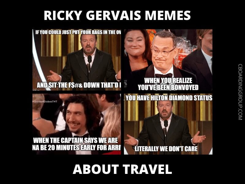 Ricky Gervais memes about travel