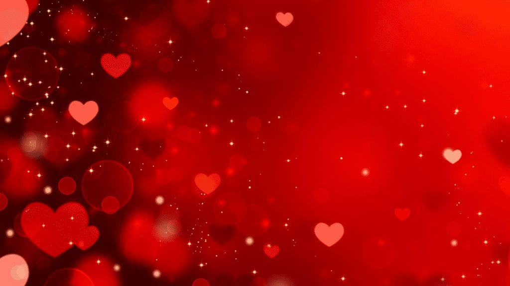 Dark red background with red hearts