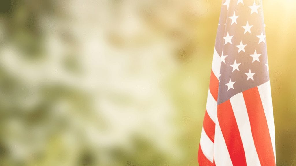 Image of flag with blurred background