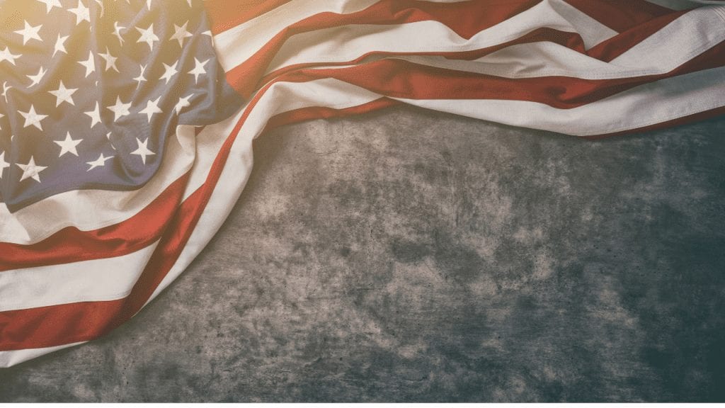 Image of Gray background with Flag draped over top