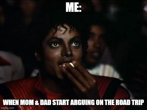 parents arguing on road trip meme