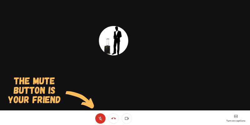 Image of a mute button in a virtual call