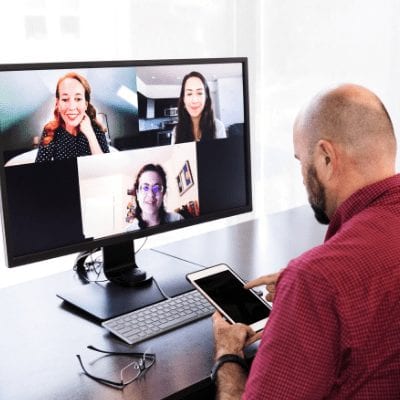 Image of man on a virtual team call