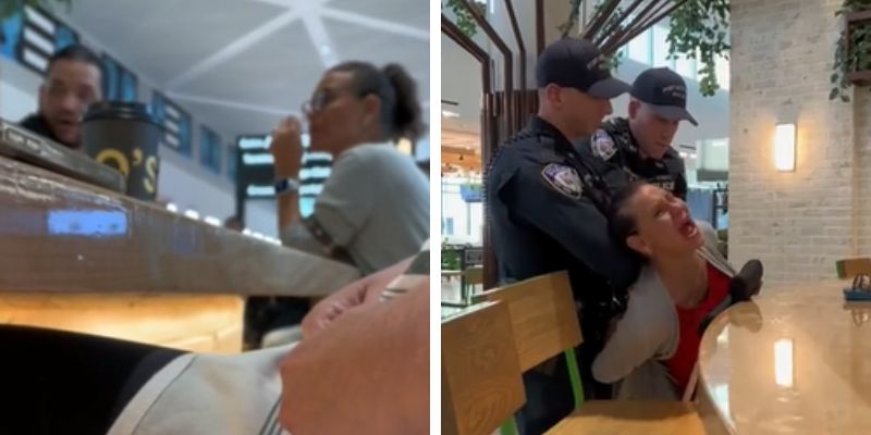 A woman slurring her speech threatens to kill an airport bartender at the Newark-Liberty International Airport (EWR). The incident escalates resulting in her being arrested. See the interaction here.